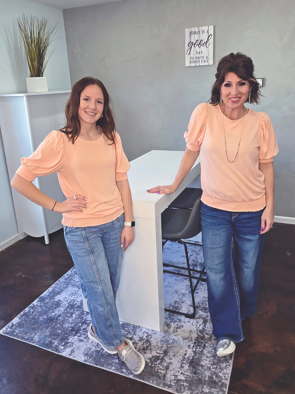 Peach Glow Puff Sleeve Top