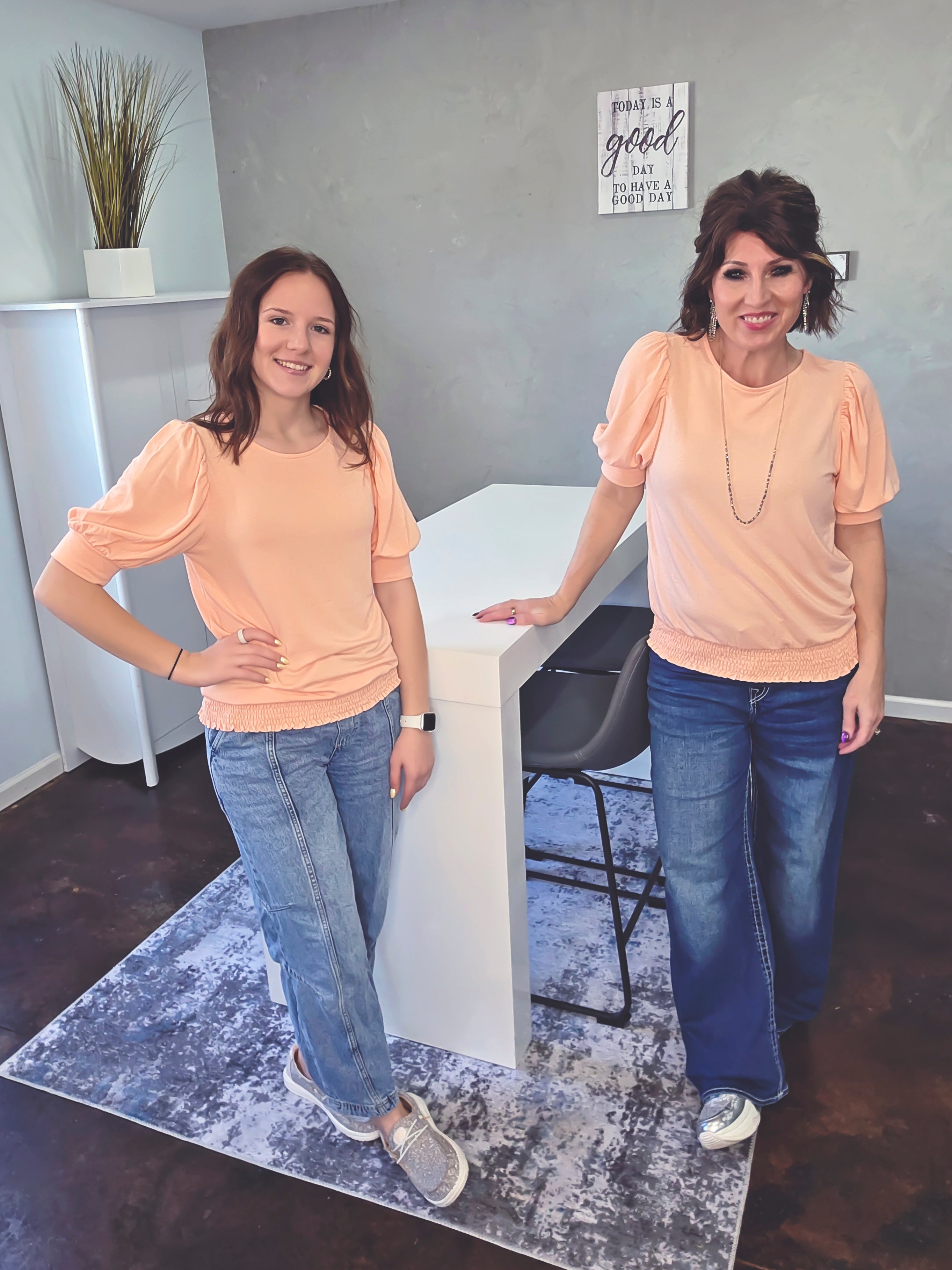 Peach Glow Puff Sleeve Top