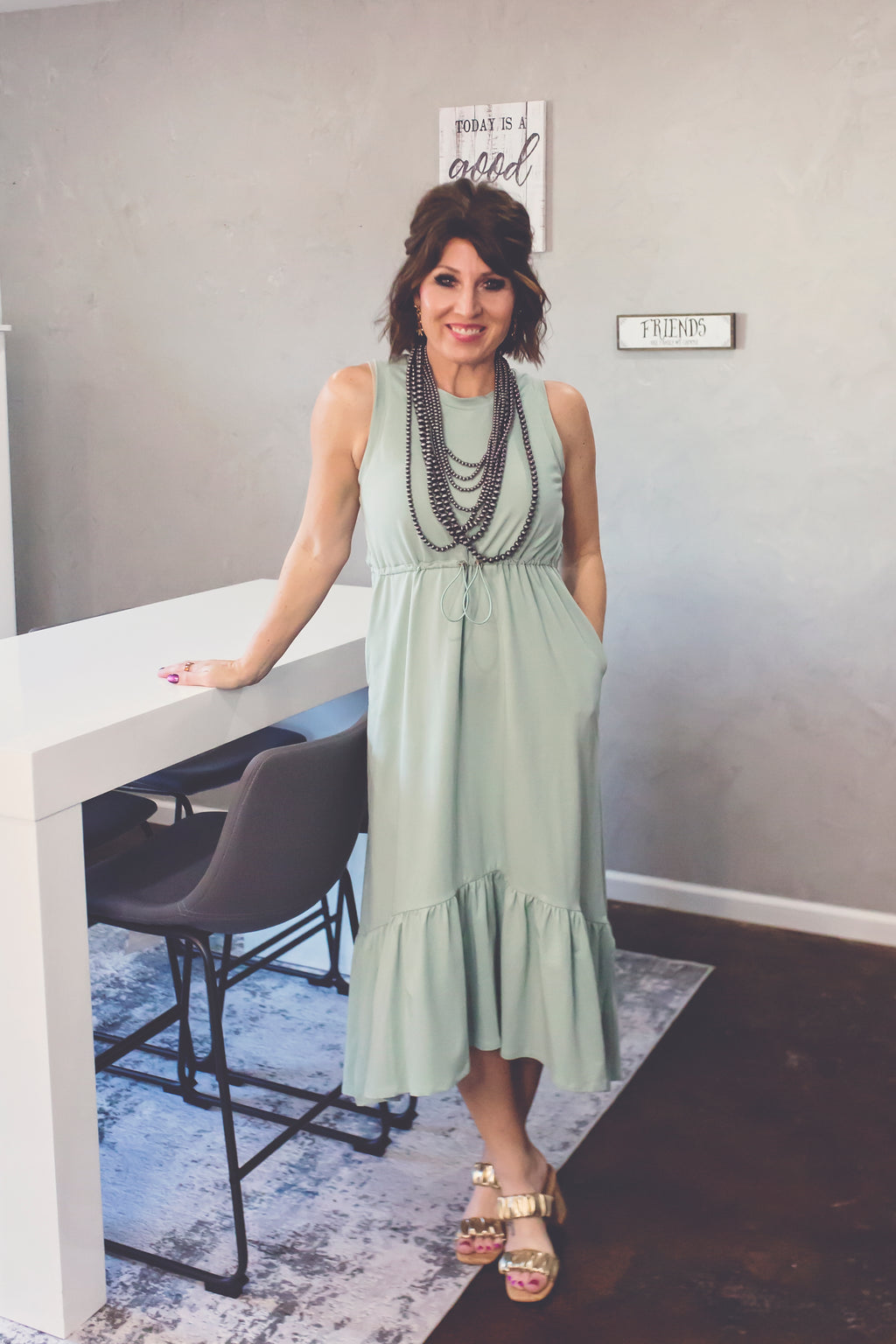 Seafoam Grace Midi Dress