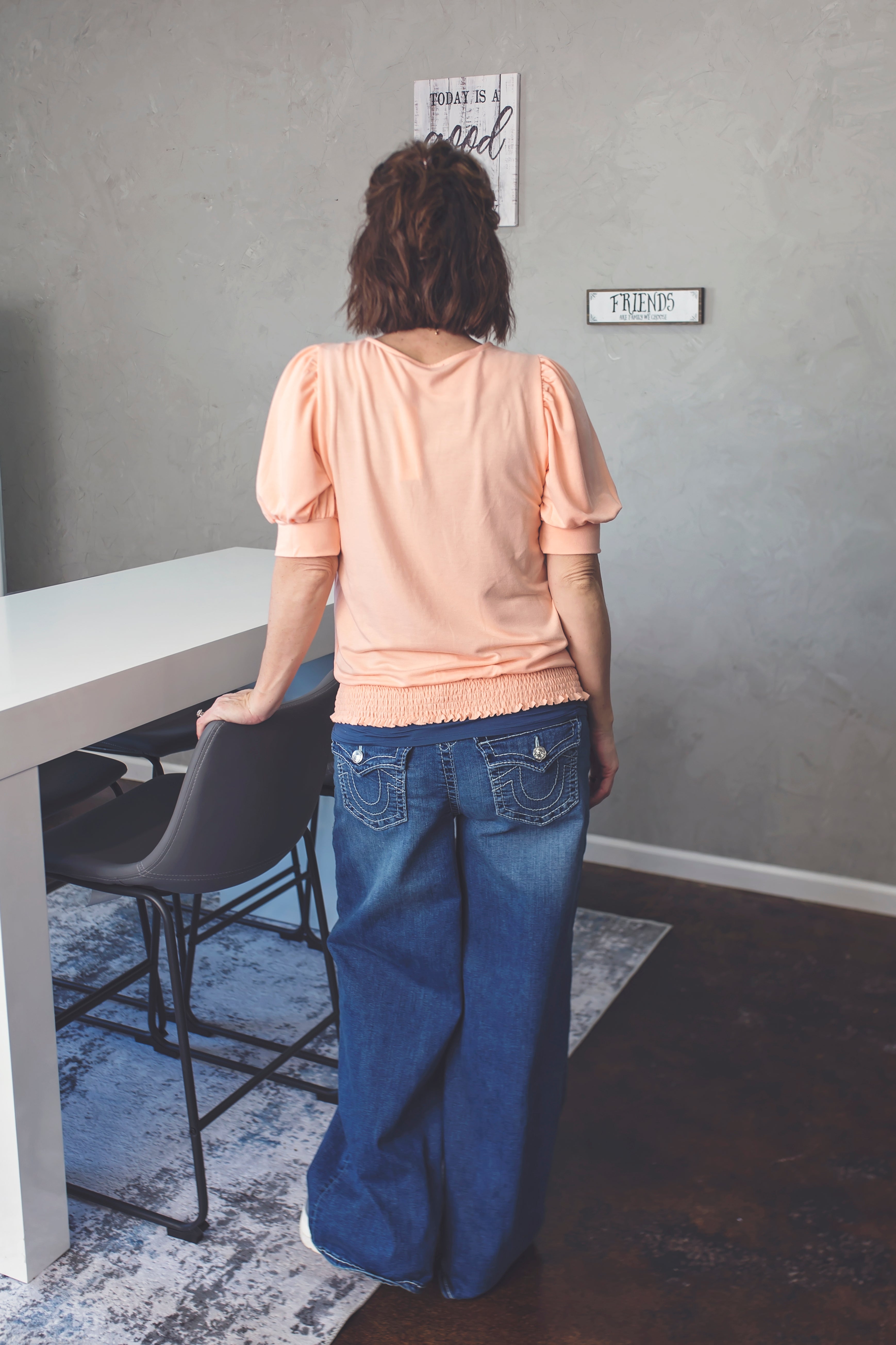 Peach Glow Puff Sleeve Top