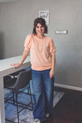 Peach Glow Puff Sleeve Top