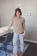 Sweet Stripe Puff Sleeve Hoodie