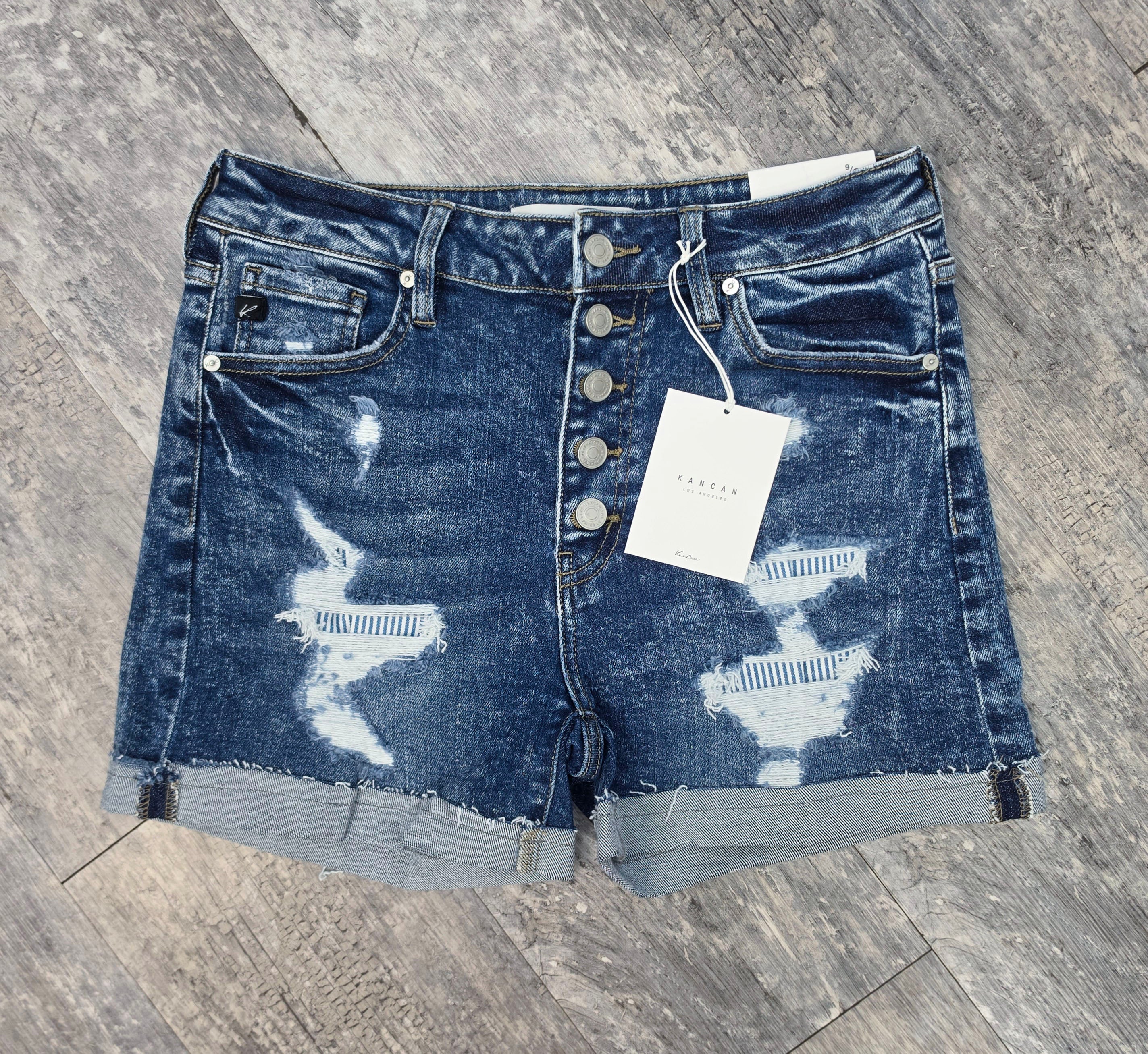 KanCan Buttoned-Up Babe Denim Shorts