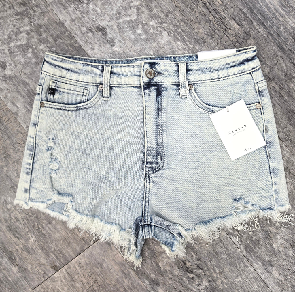 KanCan Acid Wash Attitude Denim Shorts