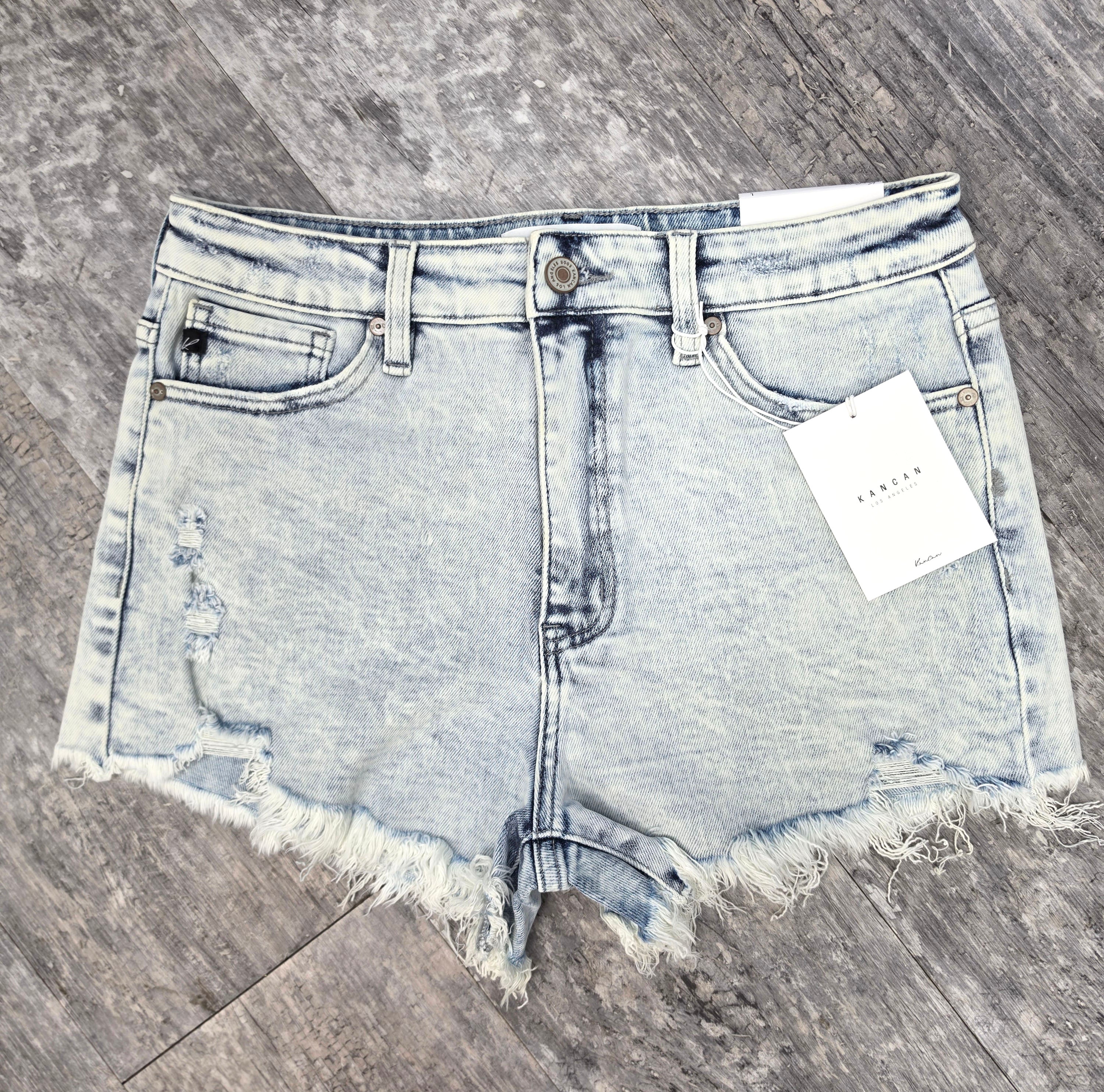 KanCan Acid Wash Attitude Denim Shorts