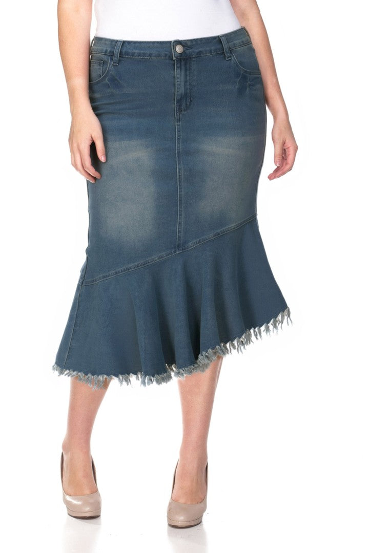 Ruffled & Reckless Denim Skirt