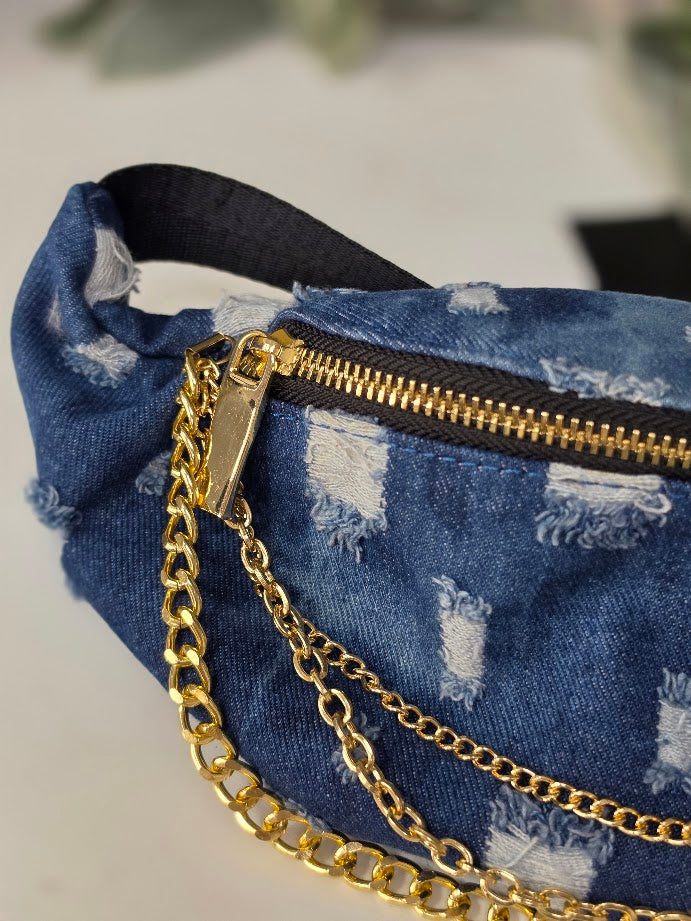 Denim & Chains Belt Bag