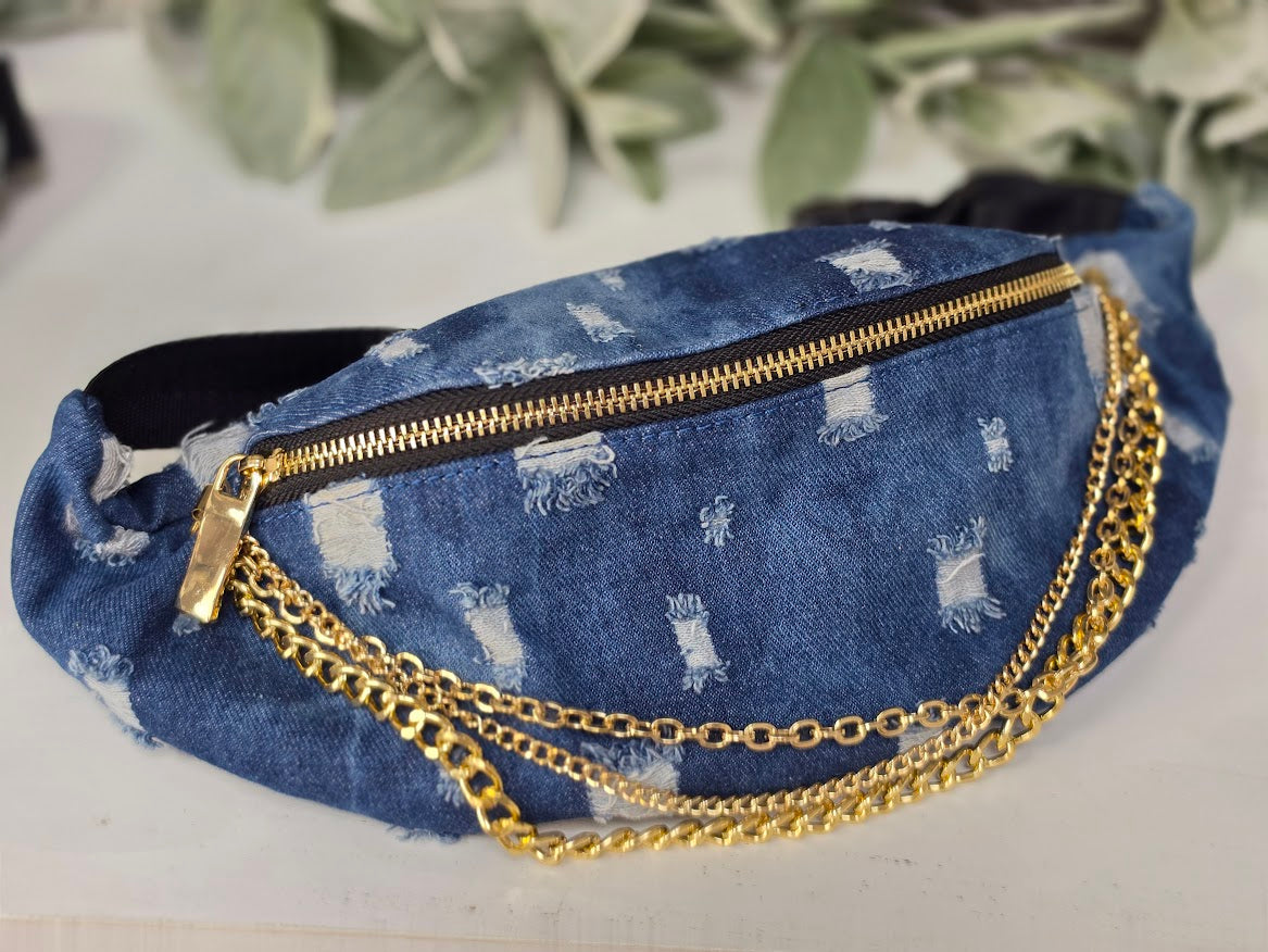 Denim & Chains Belt Bag