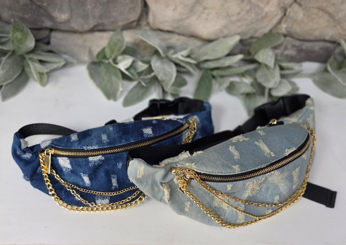 Denim & Chains Belt Bag