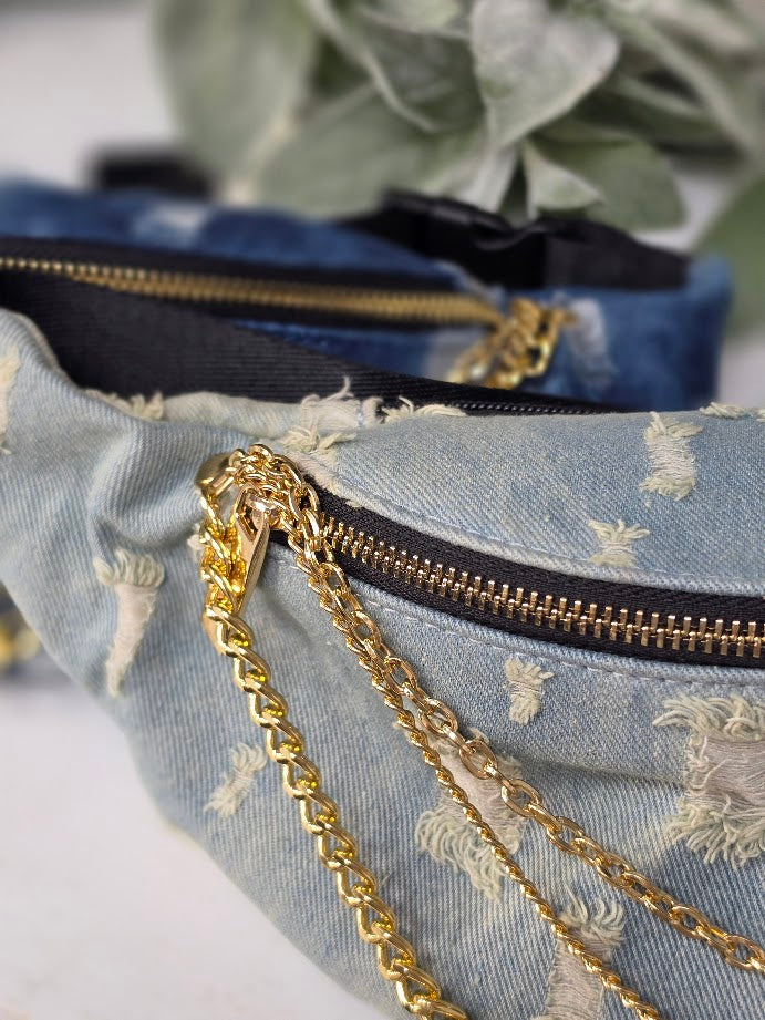 Denim & Chains Belt Bag