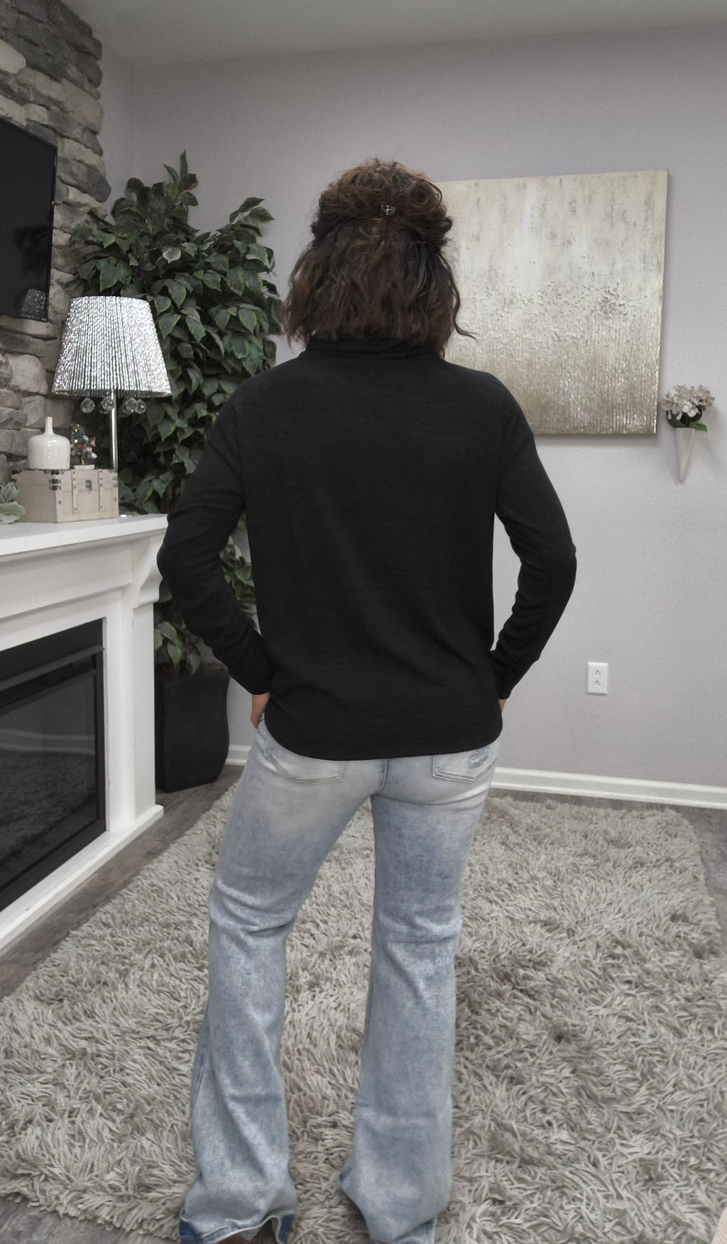 Stay Awhile Black Cowl Neck
