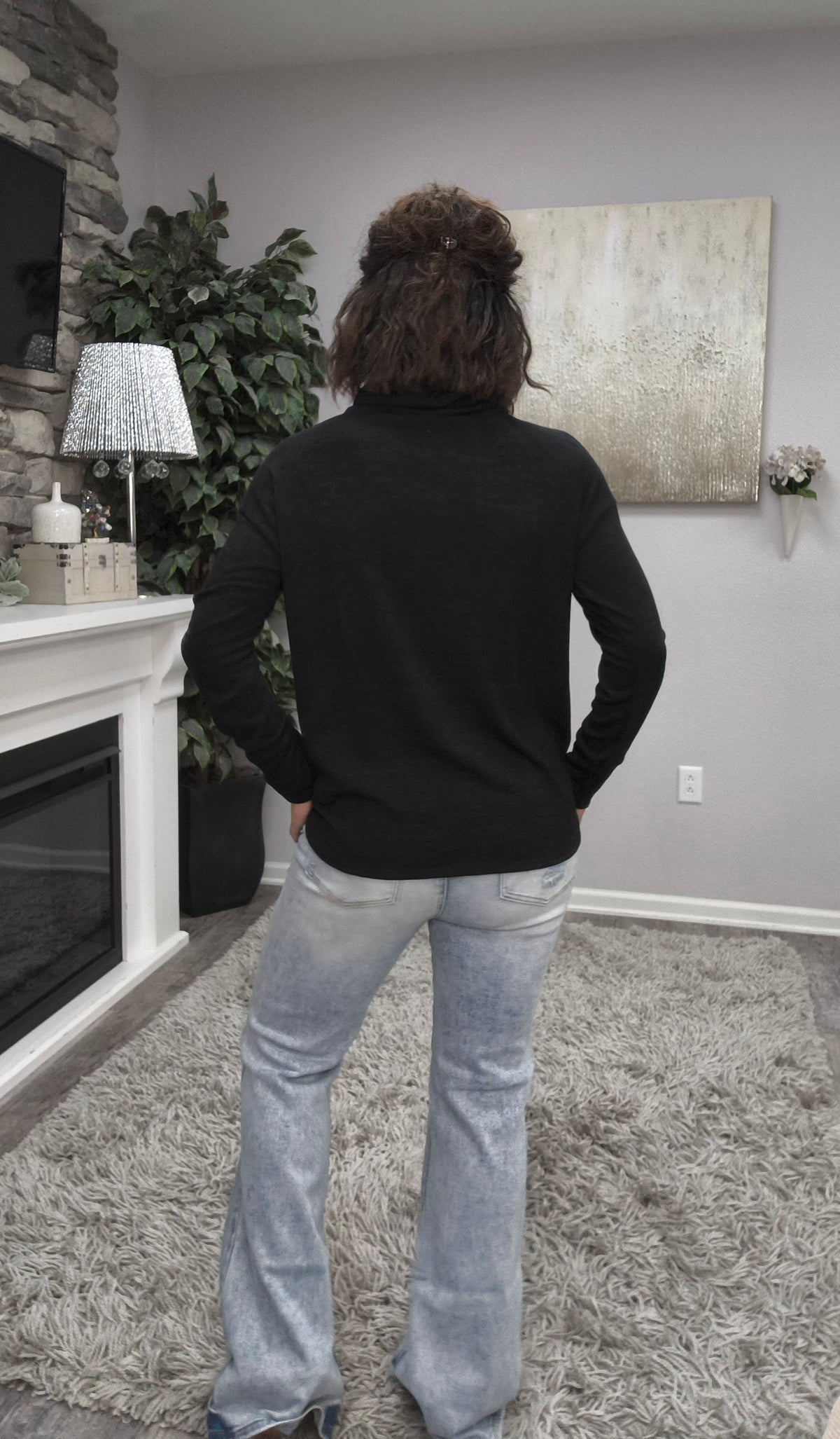 Stay Awhile Black Cowl Neck