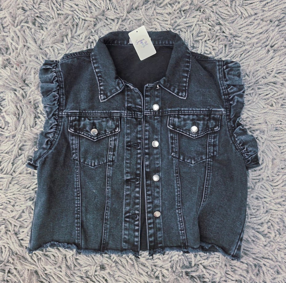 Ruffled Rules Denim Vest