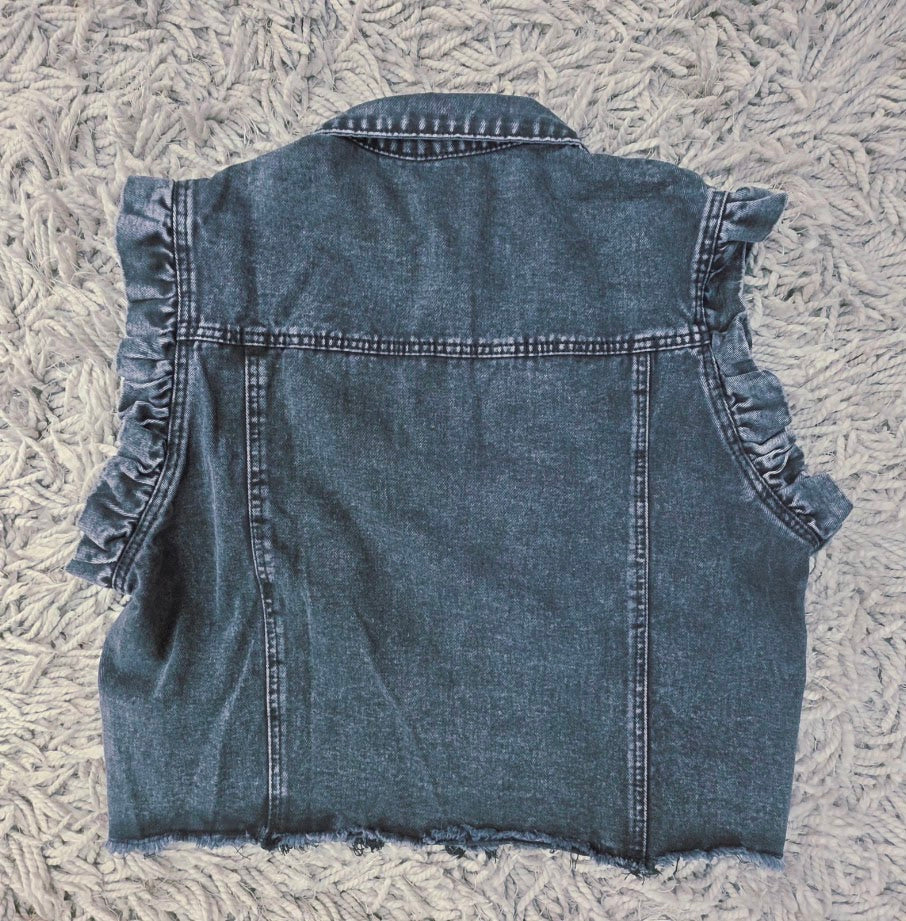 Ruffled Rules Denim Vest