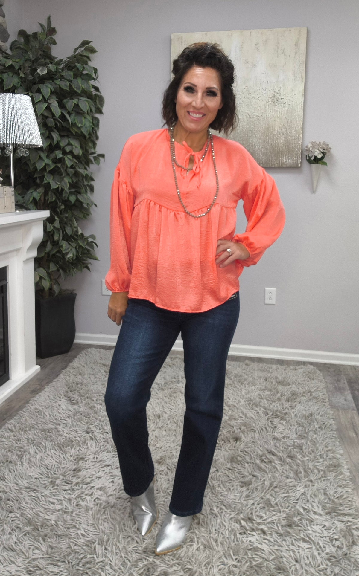 Coral Crush Tie Top