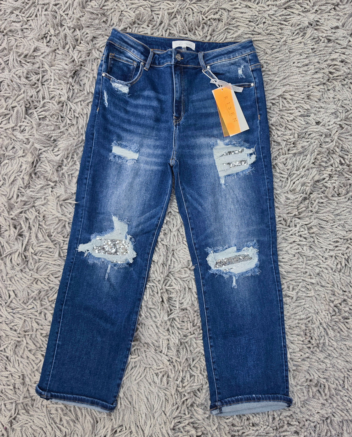 Risen CURVY Bling it On Distressed Jeans