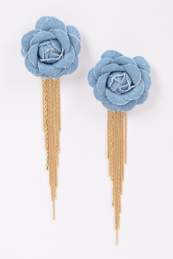 Denim in Bloom Gold Earrings