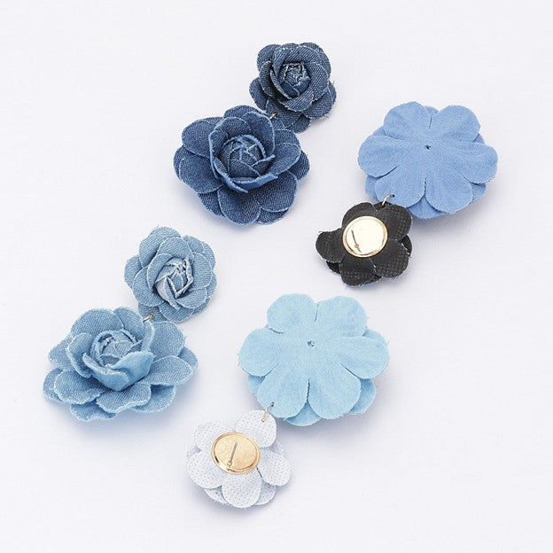 Denim in Bloom Double Drop Earrings