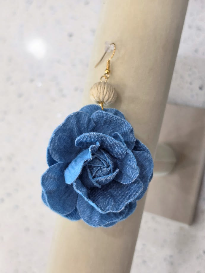 Denim in Bloom Drop Earrings