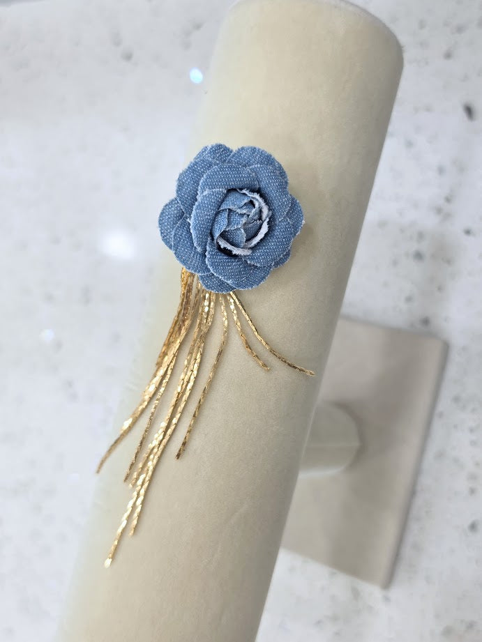 Denim in Bloom Gold Earrings