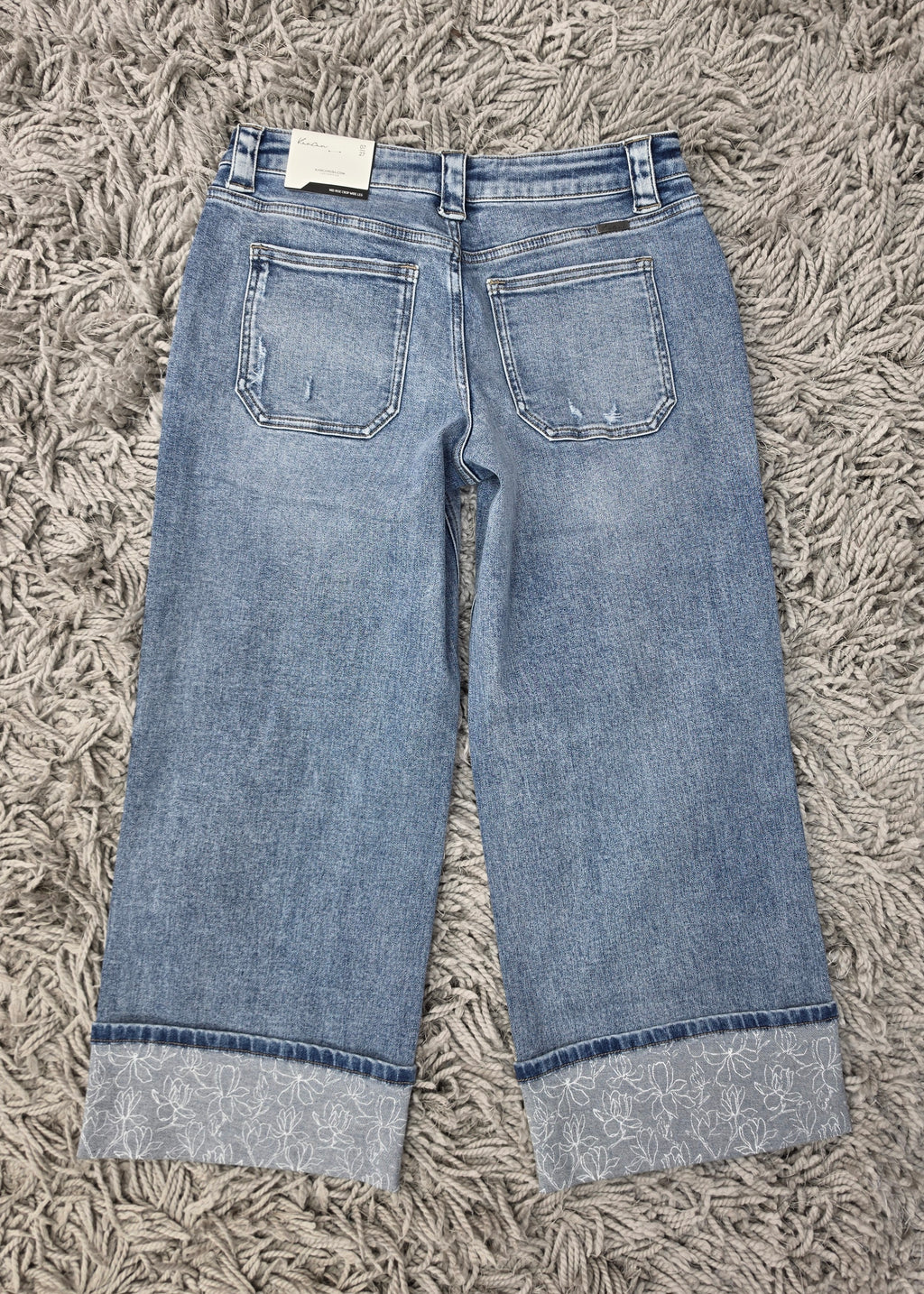 KanCan Floral Finish Cuffed Jeans