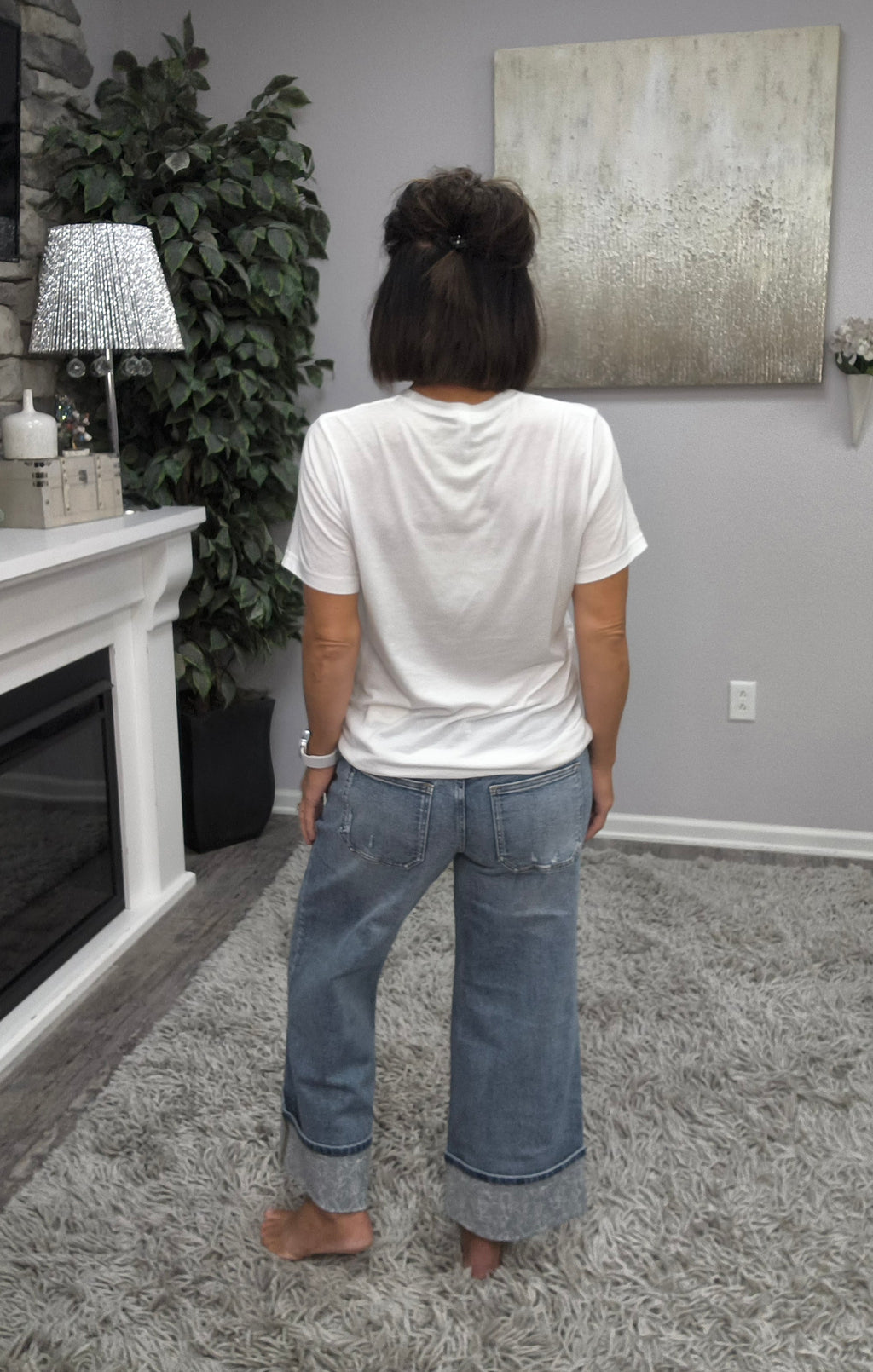 KanCan Floral Finish Cuffed Jeans