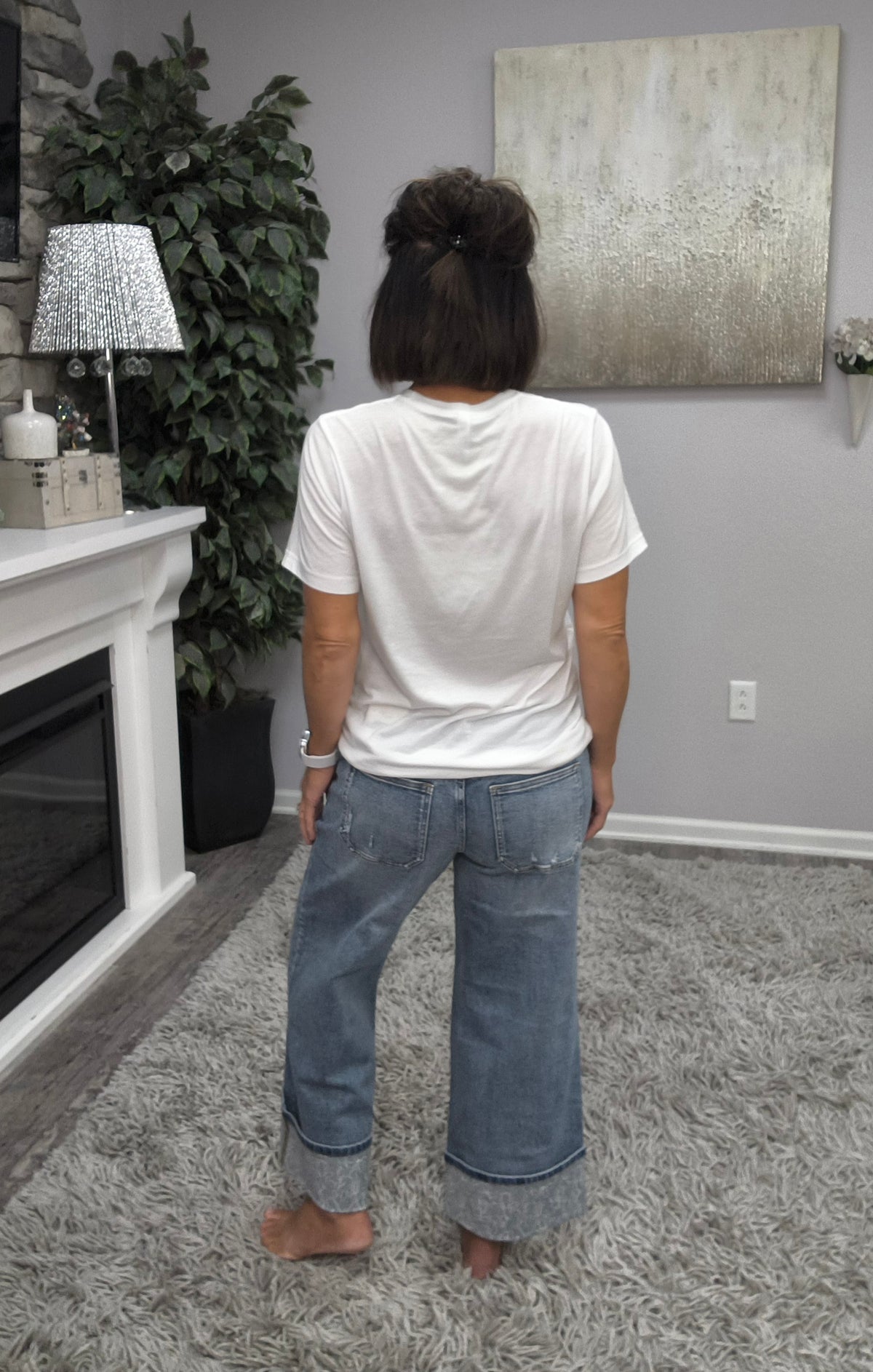 KanCan Floral Finish Cuffed Jeans