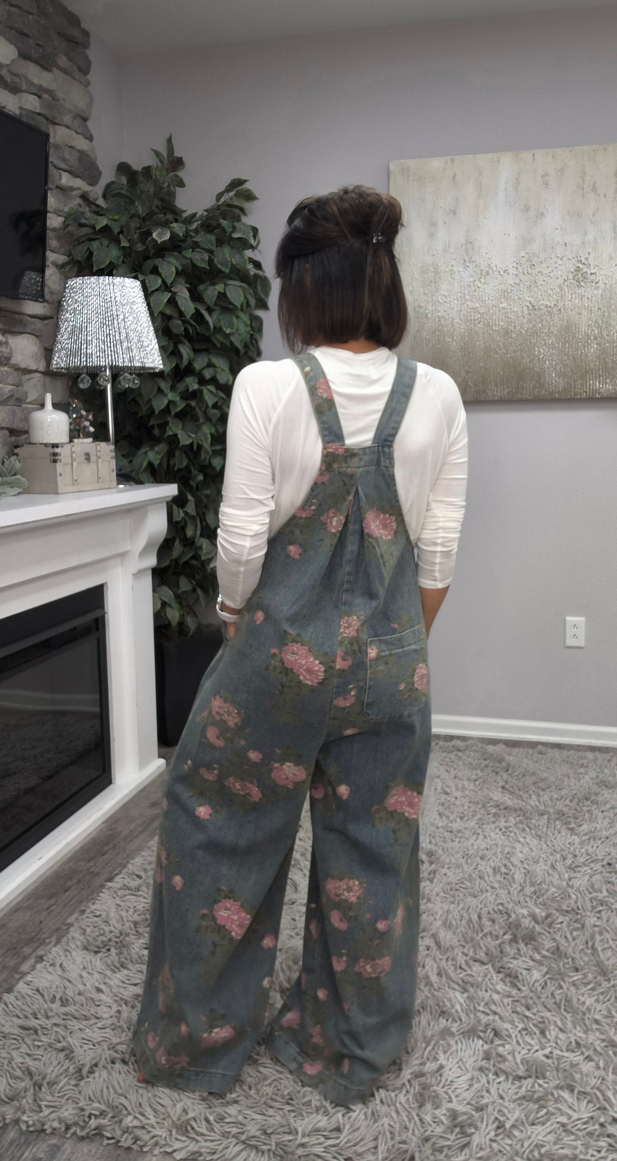 Petals and Denim Overalls