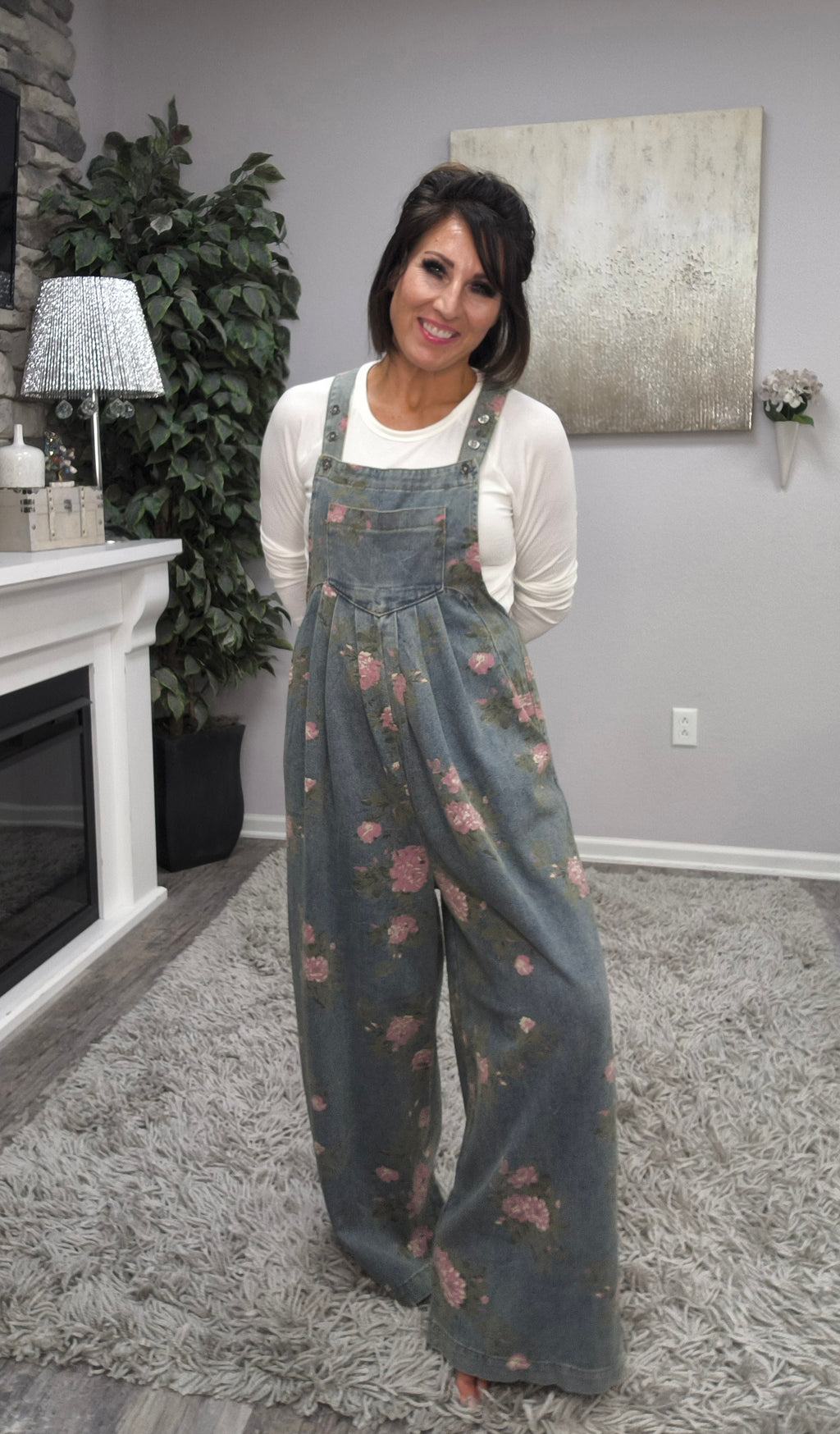 Petals and Denim Overalls