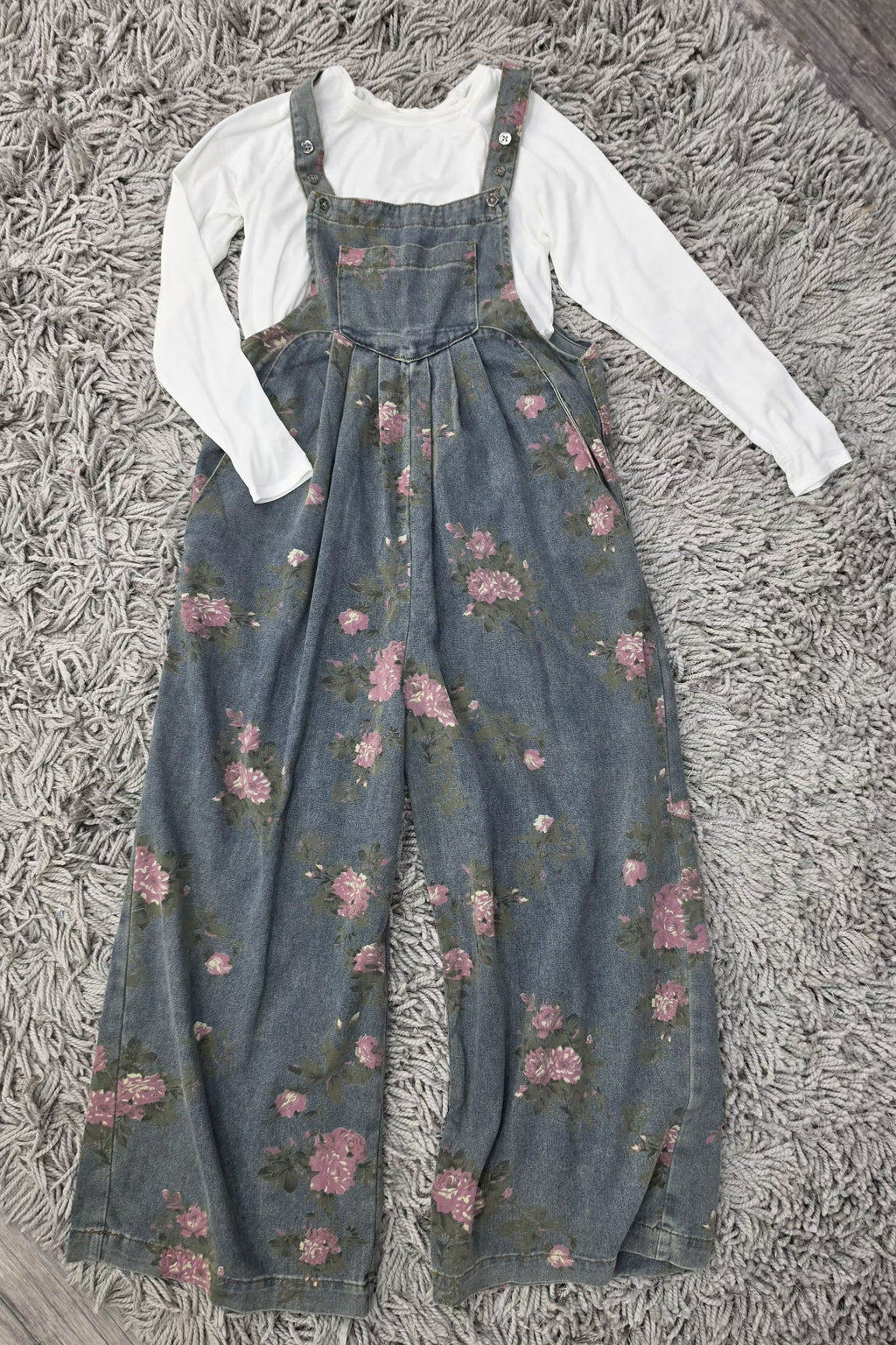 Petals and Denim Overalls