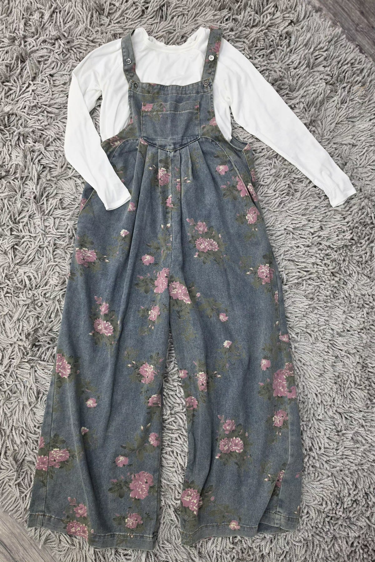 Petals and Denim Overalls
