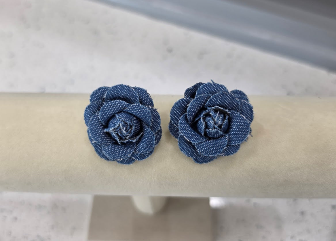 Denim in Bloom Post Earrings