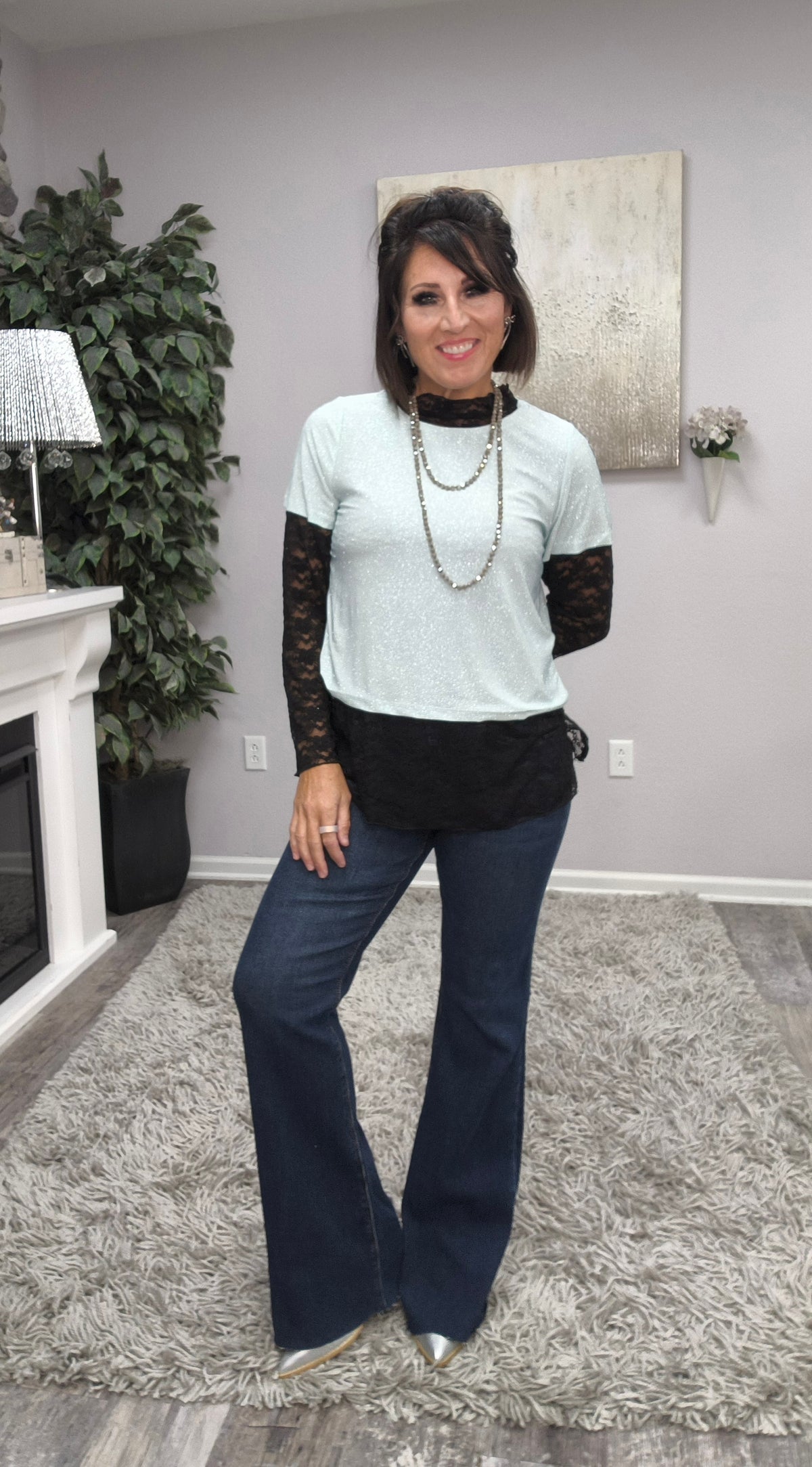 Aqua Shimmer Top