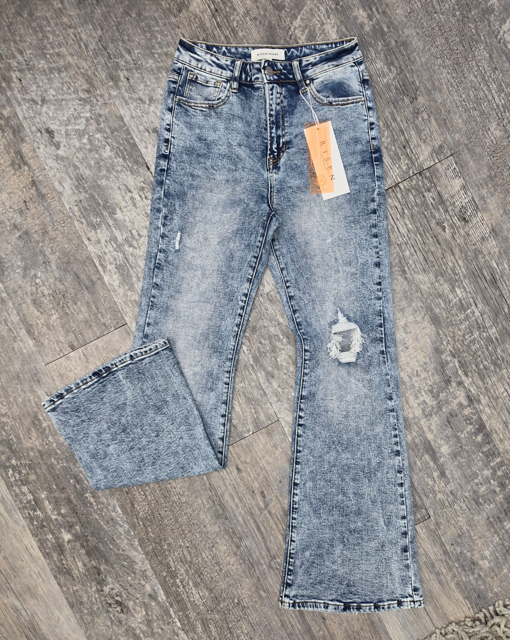 Risen Whiskey & Denim Flare Jeans