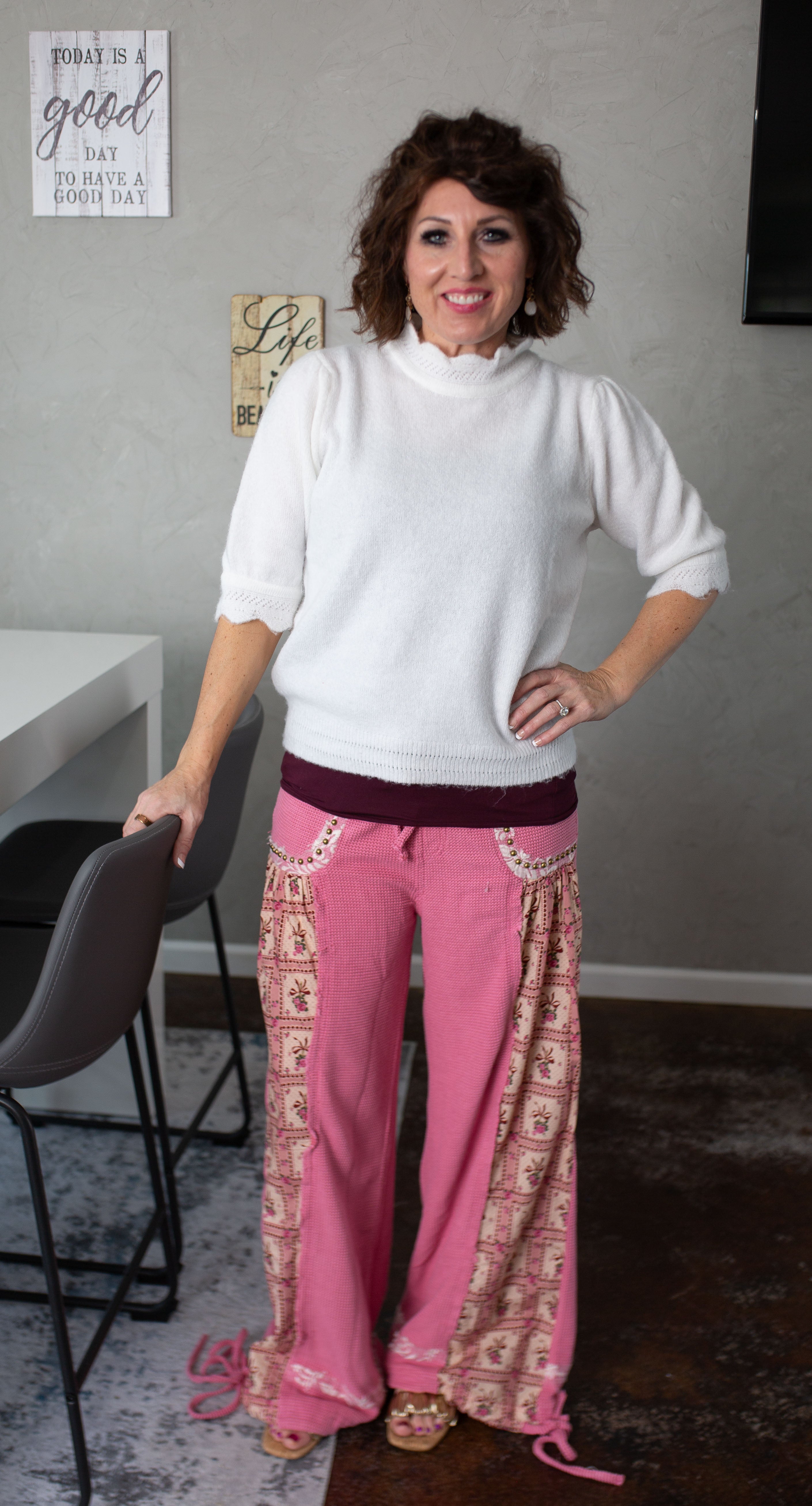Pink Paisley Patch Pants