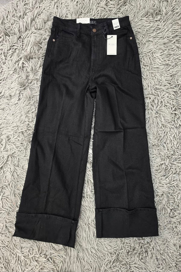 CURVY Judy Blue Cuffed Black Jeans