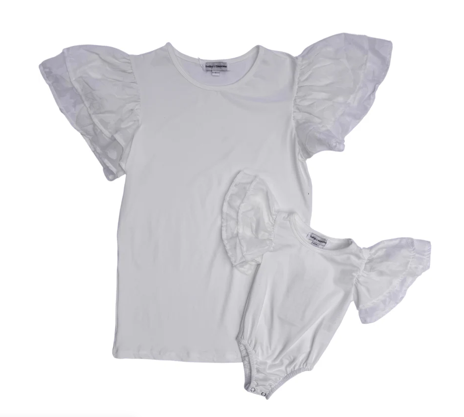 Flutter Sleeve Top - Cream Camelias