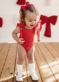 Tie Shoulder Leotard - Red
