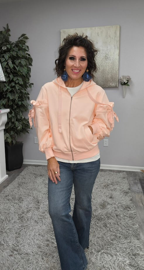 Ruffle Around Zip-Up Hoodie