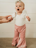 Pleated Velour Bell Bottoms - Pink