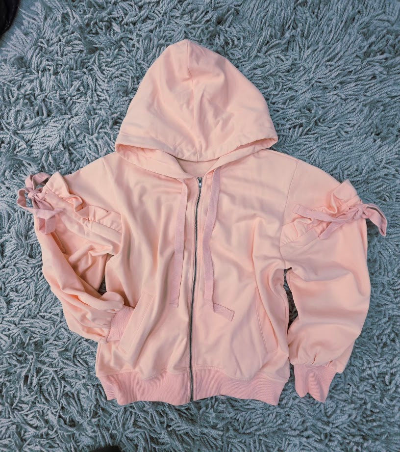 Ruffle Around Zip-Up Hoodie