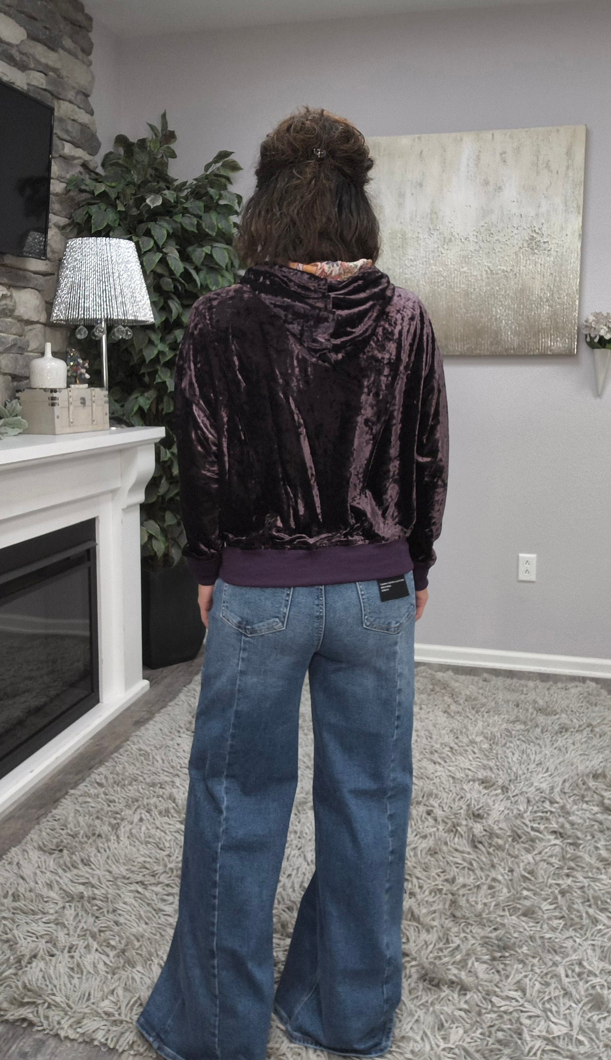 Plum & Paisley Velvet Hoodie