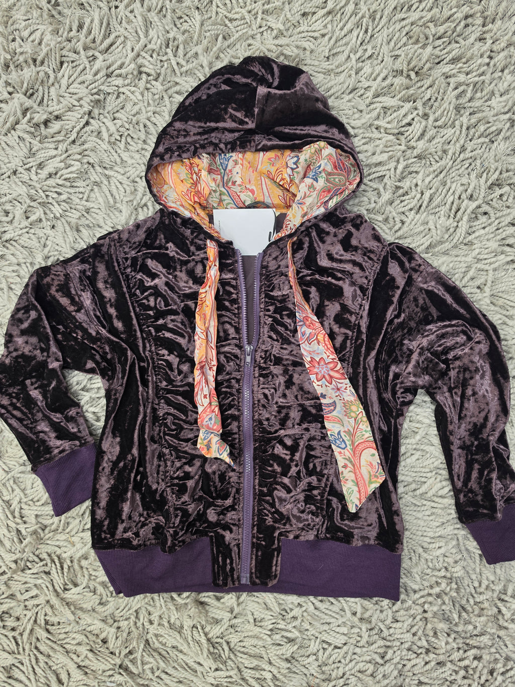 Plum & Paisley Velvet Hoodie