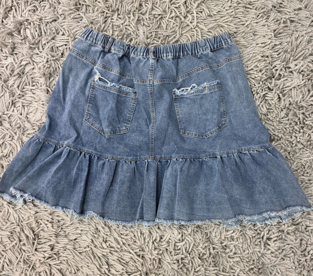 Ruffle My Denim Skirt