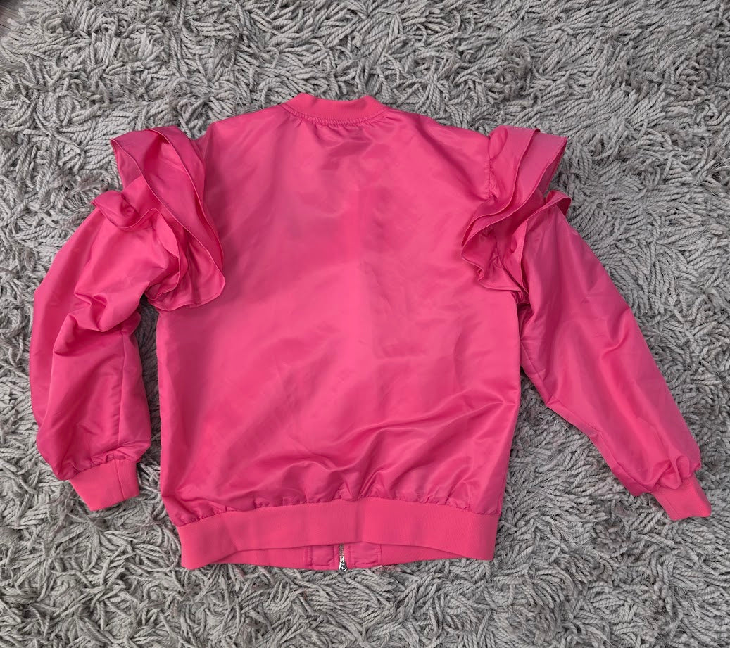 Pink Drama Ruffle Bomber