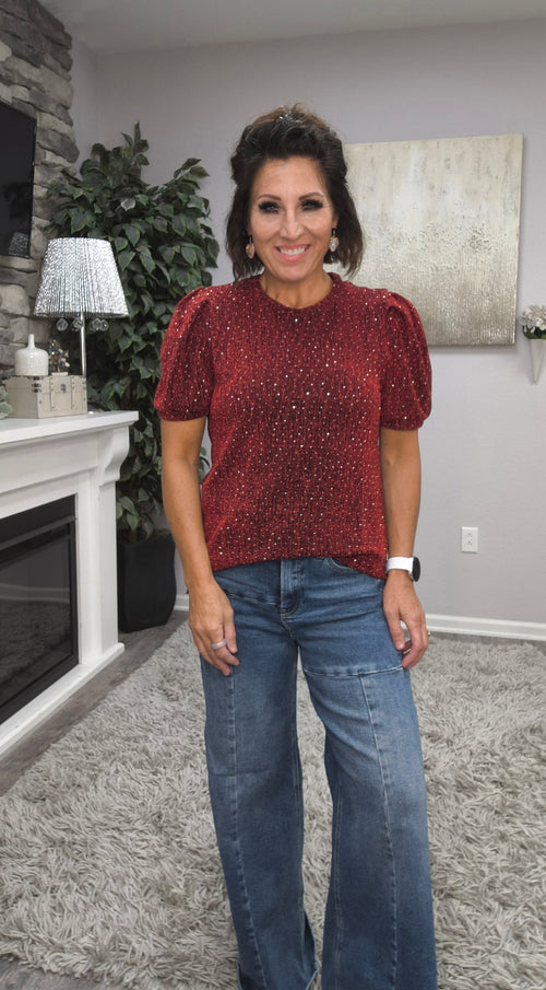 All That Glitters Puff Sleeve Top