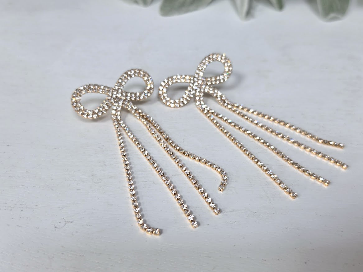 Rhinestone Ribbon Earrings