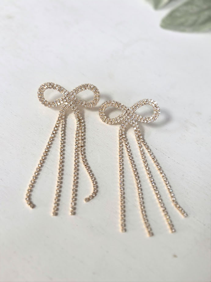 Rhinestone Ribbon Earrings