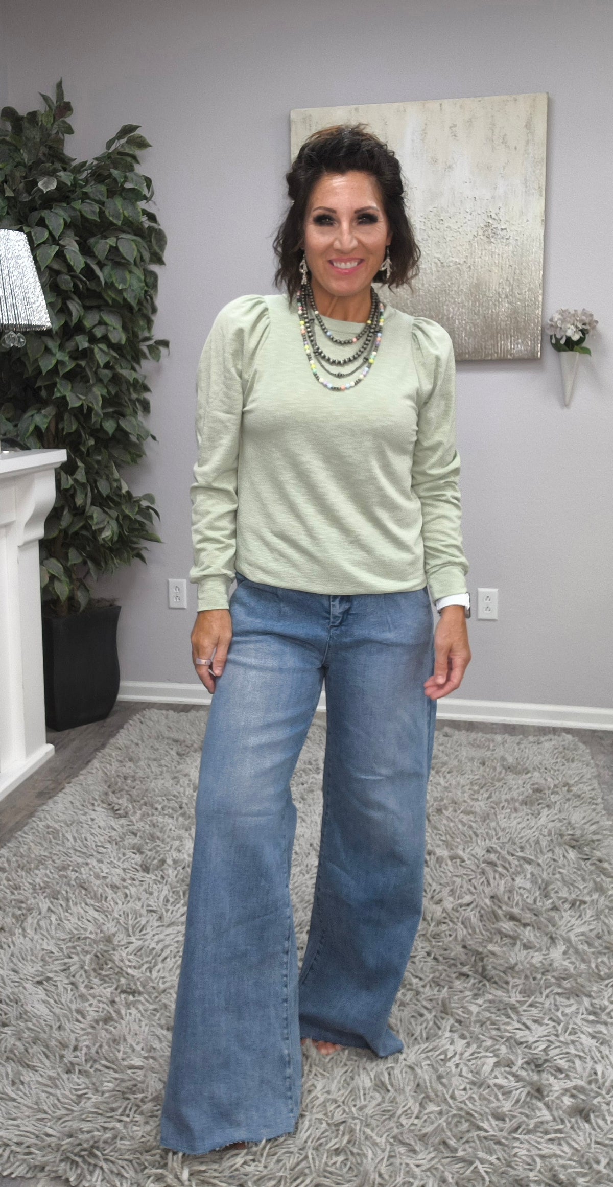 Simply Sage Puff Sleeve Top