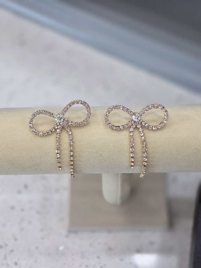 Rhinestone Ribbon Earrings